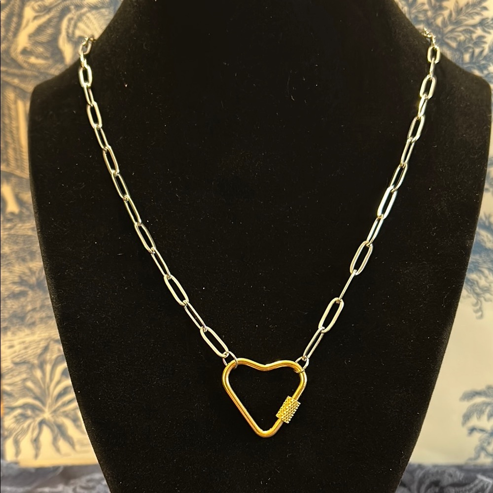 Paper Clip Heart Carabiner Necklace